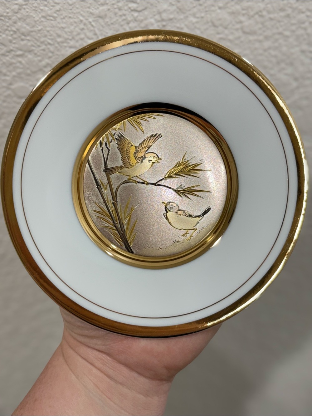 The Art of Chokin Decorative Porcelain Dish with Gold Detail - Vintage